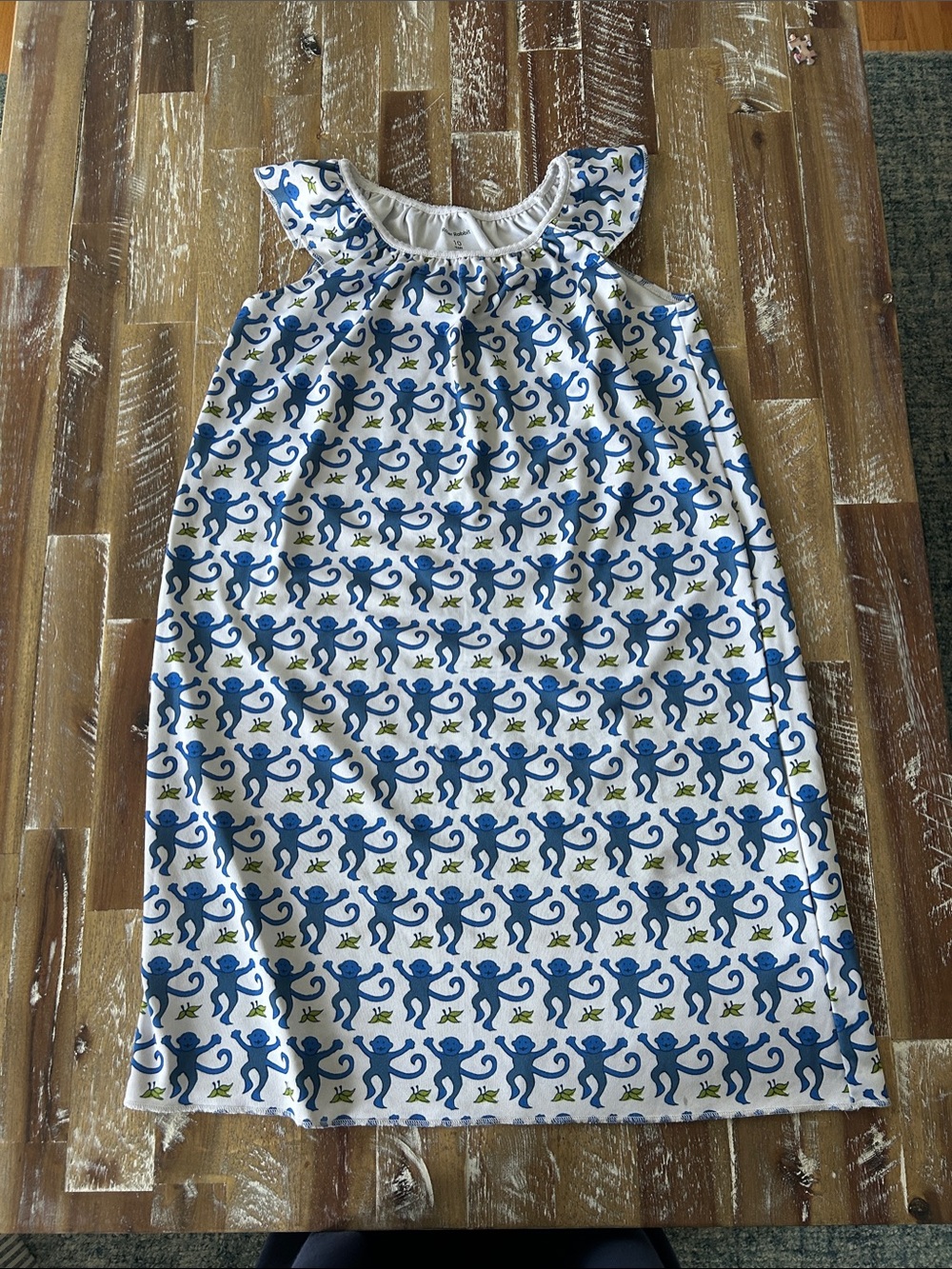 Girls' Roller Rabbit with Blue Monkey Print